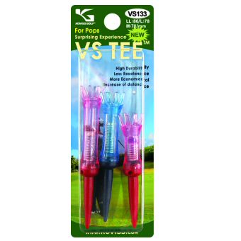VS133 VS TEE Royal zijn verkrijgbaar in divers modellen zodat u profiteert van het iedere keer op de juiste hoogte opteeën. De flexibele VS TEE kop is voor Driver Fairway Rescue Woods