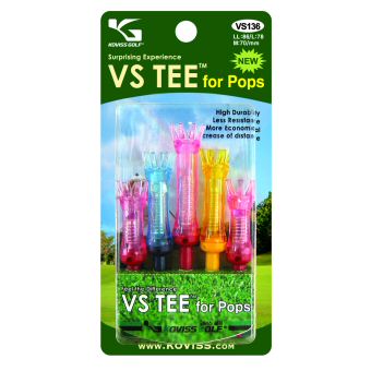 VS136 VS TEE Royal zijn verkrijgbaar in divers modellen zodat u profiteert van het iedere keer op de juiste hoogte opteeën. De flexibele VS TEE kop is voor Driver Fairway Rescue Woods